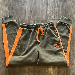 Puma Green and Orange Sweatpants Joggers M-10/12